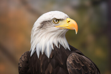 Fototapeta premium a close up of an eagle with a blurry background. Created with Generative AI Technology