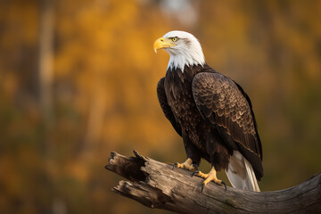 Obraz premium an eagle perched on top of a tree branch. Created with Generative AI Technology