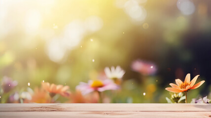 Naklejka na ściany i meble Beautiful flowers with blur background. Blurred Summer Background Free Space 