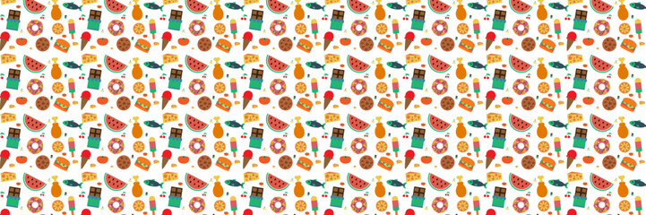 Food geometric mosaic background.Abstract geometric food pattern. Minimal floral banner.