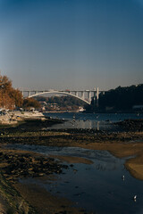 Arrabida Bridge between Vila Nova de Gaia and Porto cities in Portugal - nov, 2021