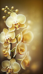 Fresh spring gold orchid blooming with blur background	