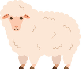 主線のないシンプルなヒツジのイラスト