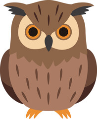 主線のないシンプルなミミズクのイラスト