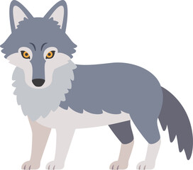 主線のないシンプルなオオカミのイラスト