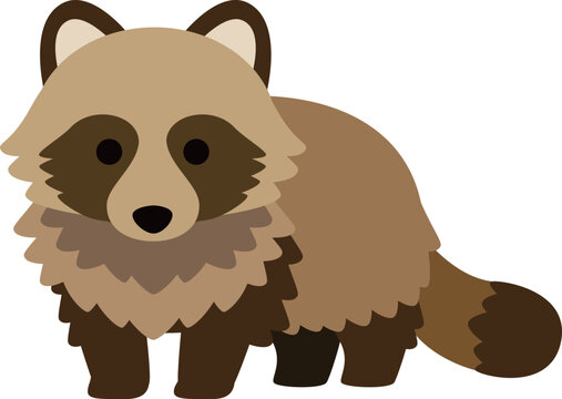 主線のないシンプルなタヌキのイラスト素材