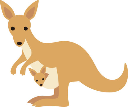 主線のないシンプルなカンガルーのイラスト