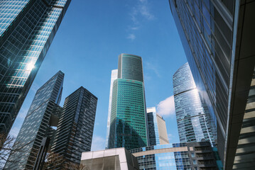 Fototapeta premium Skyscrapers in business district Moscow City on sky background. Moscow. Russia