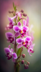Closeup beautiful orchid flower with pink color, wallpaper background.