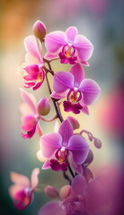 Fototapeta na wymiar Beautiful pink orchid flower with bokeh background. 