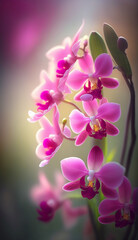 Fototapeta na wymiar Beautiful pink orchid flower with bokeh background. 