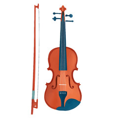 Fototapeta na wymiar violin with style hand drawn digital painting illustration