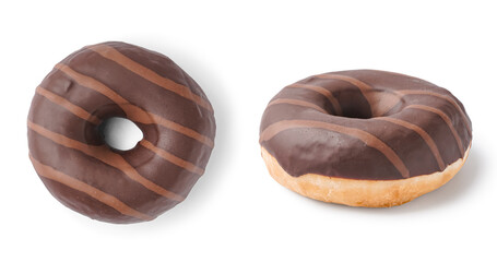 Sweet chocolate donuts on white background