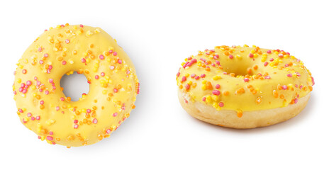 Sweet donuts on white background
