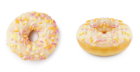 Sweet donuts on white background