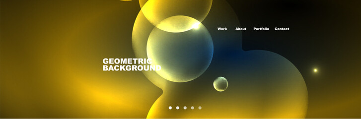 Shiny neon circles and bubbles, dark abstract background with blurred magic neon light, wallpaper design