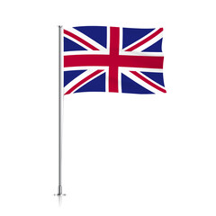 UK flag, waving flag of united KINGDOM on pole 