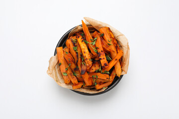 Concept of tasty food - sweet potato fries