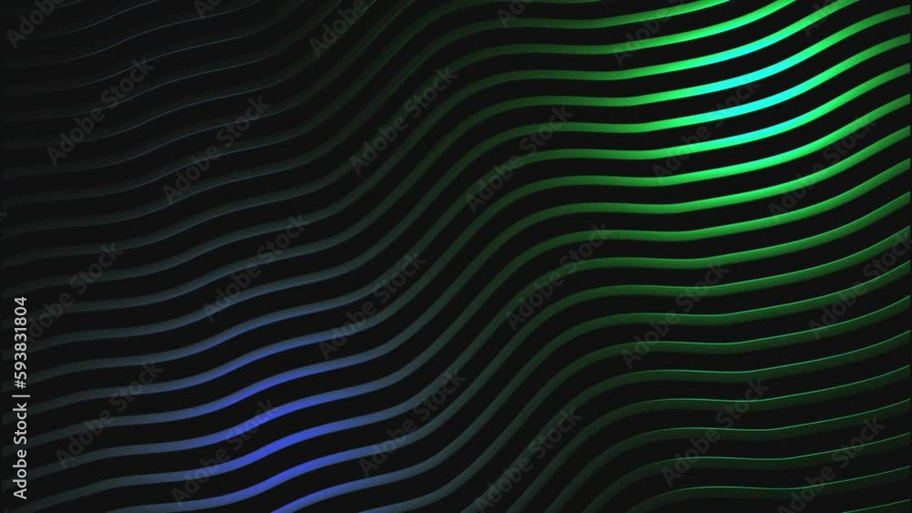 Poster lines bend in waves with psychedelic effect. design. thin lines bend in waves on black background. b