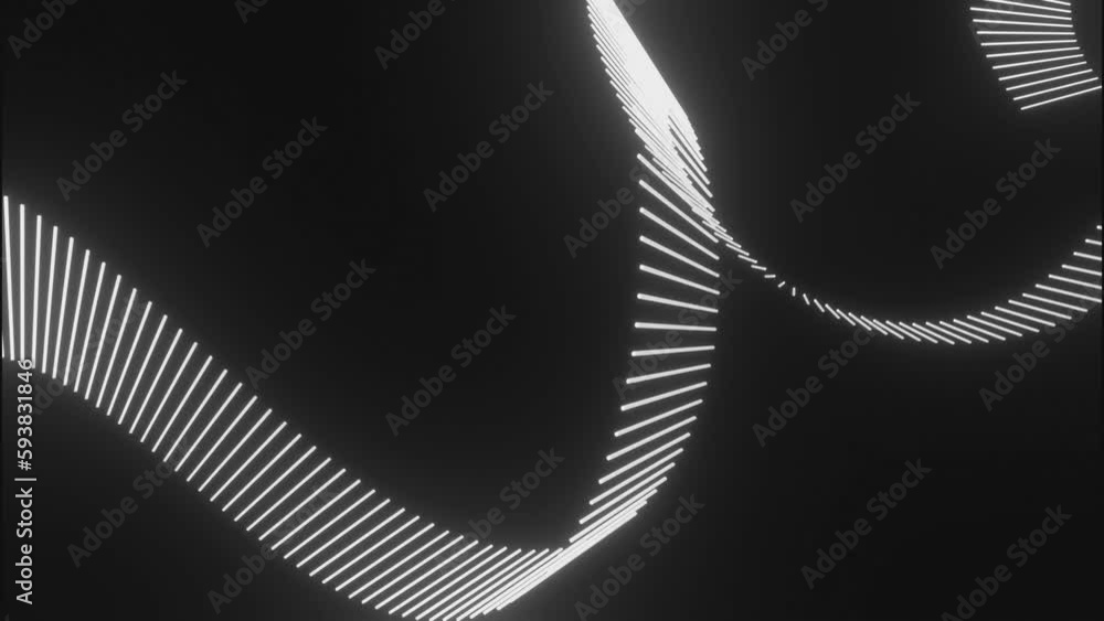 Poster moving curved 3d line of stripes. design. 3d strip of stripes moves with bends in space. animation o