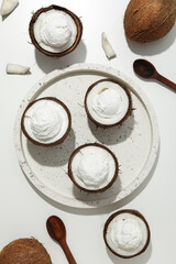 Summer dessert - ice cream, ice cream with coconut