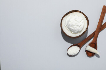 Summer dessert - ice cream, ice cream with coconut