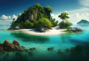 Fototapeta premium Ocean Beach, Sea View, Natural Scenery, and Island Scenery