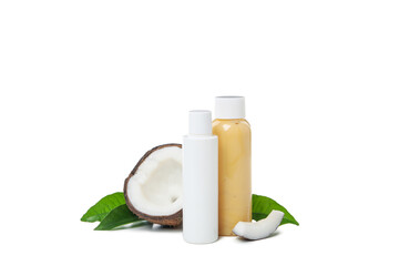 Natural cosmetic concept - coconut cosmetic, isolated on white background