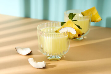Fresh summer cocktail - Pina colada, fresh summer drink concept