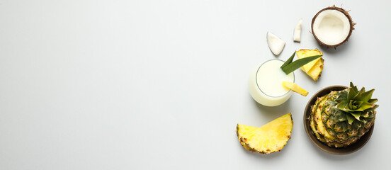 Fresh summer cocktail - Pina colada, fresh summer drink concept