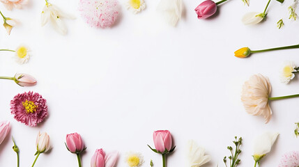 Obraz na płótnie Canvas Colorful Flowers on a White Background. created with Generative AI