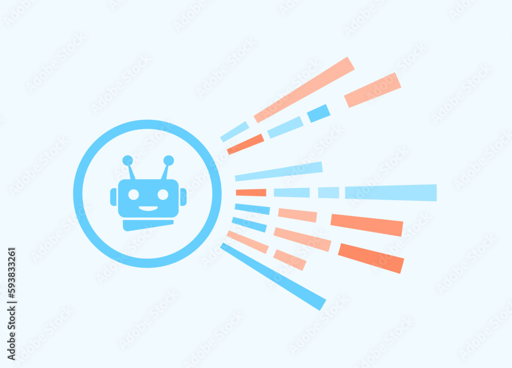 Poster AI Code Generator concept illustration. Artificial intelligent writer, software developer and ai text generator chatbot. Coding tools trained on vast corpuses. Isolated on white background