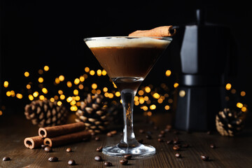 Espresso martini cocktail, delicious alcohol drink, dessert cocktail