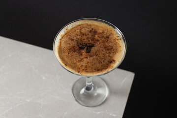 Espresso martini cocktail, delicious alcohol drink, dessert cocktail