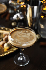 Espresso martini cocktail, delicious alcohol drink, dessert cocktail