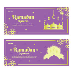 Modern purple ramadan banners, template design for Advertising text, banner, presentation, promotion banner, social media campaign post.