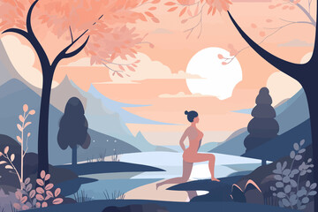 Artistic flat depiction of International Yoga Day