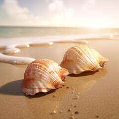 Fototapeta na wymiar Outdoor Ocean Beach Shell Wallpaper..