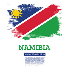 Namibia Flag with Brush Strokes. Independence Day.