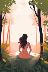 Obraz na płótnie Canvas Hand drawn flat illustration of a International Yoga Day, concept background