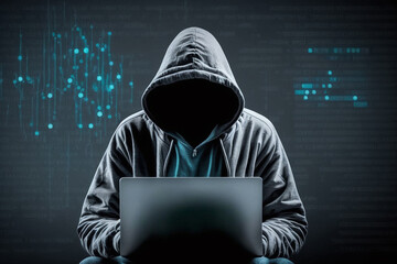 hacker with laptop computer