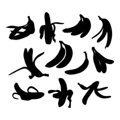 Banana peel bananas set silhouette stencil templates fruit