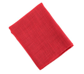 Red folded napkin on white background