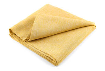 Yellow folded napkin isolated on white background