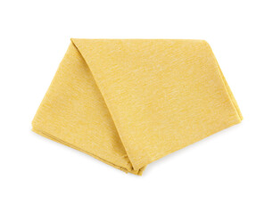 Yellow folded napkin isolated on white background