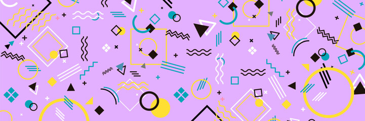 Geometric shapes. Memphis design, retro elements for web, vintage, advertisement, commercial banner, poster, leaflet, billboard, sale. Collection trendy halftone vector geometric shapes.
