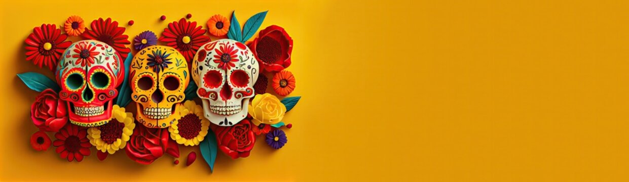 Mexican day of the dead sugar skull with generative ai