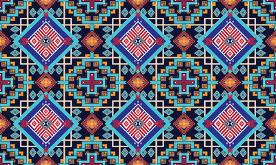 Geometric ethnic pattern vector background. seamless pattern traditional,Design for background, wallpaper, Batik, fabric, carpet, clothing, wrapping, and textile. Colorful ethnic pattern illustration