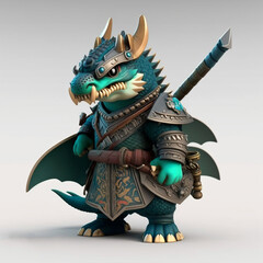 Anthropomorphic Dragon as Samurai Warrior Generative AI illustration