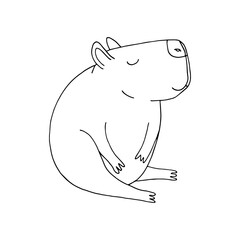capybara hand drawn in doodle style. cute animal in a simple line drawing. suitable for icon, sticker, decor.
